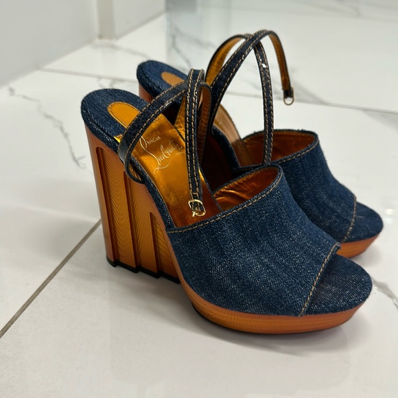 Christian Louboutin Shoes - Christian Loboutin Denim Heels Platforms
